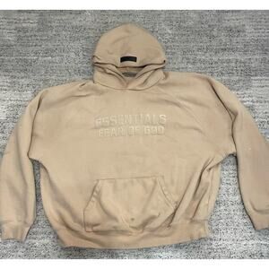 Fear of God Essentials Hoodie Tan Beige Size L Pullover FOG Essentials Authentic